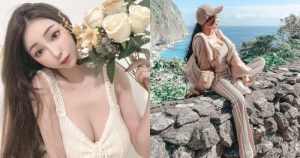 「長髮雪乳正妹」運動套裝去海岸散步，細肩帶小背心「爆乳弧度」好厲害！【EV棋牌】-EV棋牌