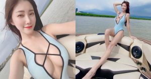 「爆乳泳裝正妹」關渡滑水超搶眼!中路挖空秀「雪白豪乳」辣翻~【EV棋牌】-EV棋牌