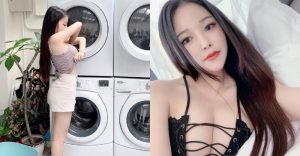 這件忘了洗!「巨乳正妹」洗衣店大膽脫衣 大份量奶球直接彈出!【EV棋牌】-EV棋牌