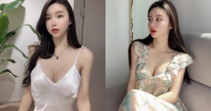 網拍正妹示範「性感低胸小洋裝」,「飽滿的美胸曲線」好明顯!【EV棋牌】-EV棋牌
