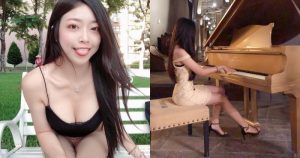 在金色三麥彈琴的「氣質正妹」妍妍兒,小洋裝藏不住好曲線,私下活潑又性感!【EV棋牌】-EV棋牌