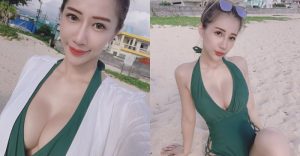 超甜美正妹「米小米 mina」深V泳裝大爆乳 解放兩顆渾圓奶球【EV棋牌】-EV棋牌
