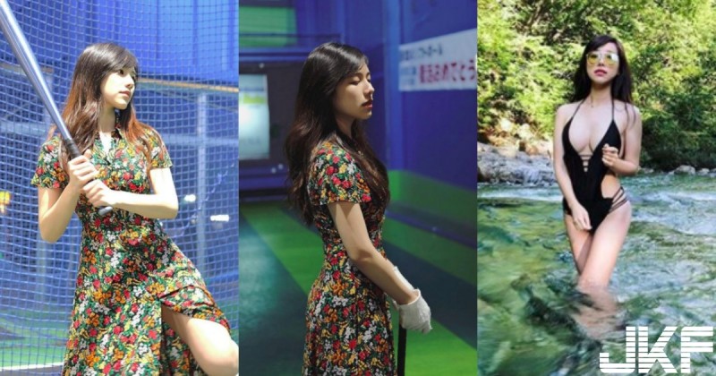 打擊場驚見「巨奶少女」！顏值太高「乳香四溢」，路人傻住都要揮錯棒子啦！